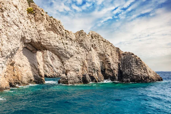 Cuevas Keri Acantilado Zakynthos Grecia Mar Jónico Monumento Popular — Foto de Stock