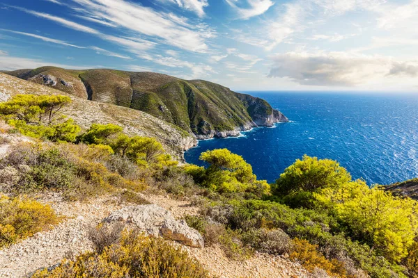 Zakynthos Grecia Paisaje Acantilados Mar Jónico Región Navagio Playa —  Fotos de Stock