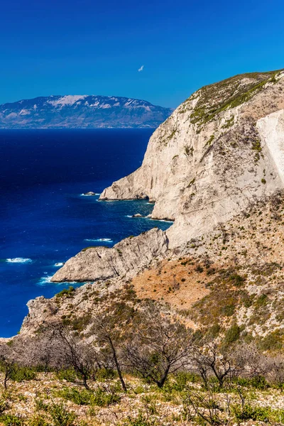 Falésias Mar Ioanian Zakynthos Greece Região Praia Navagio — Fotografia de Stock