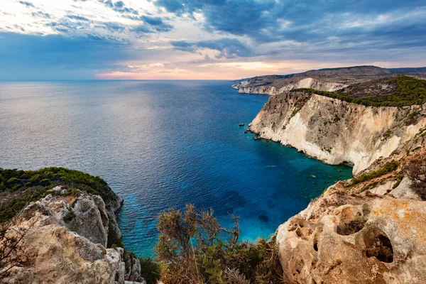 Zakynthos Grekland Keri Klippor Och Joniska Havet Vid Solnedgången Känd — Stockfoto