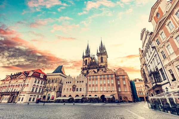 Praga República Checa Cidade Velha Com Tyn Church Nascer Sol — Fotografia de Stock