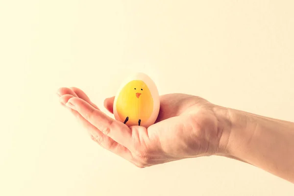 Ovos Páscoa Pintados Como Coelho Frango Mão Decoração Tradicional — Fotografia de Stock