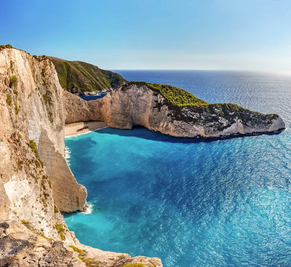 Navagio Naufragio Playa Zakynthos Grecia Mar Jónico Atardecer —  Fotos de Stock