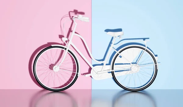 Bicicleta Blanca Sobre Fondo Pared Color Pastel Ilustración — Foto de Stock