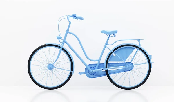 Blue Bicycle White Wall Background Illustration —  Fotos de Stock