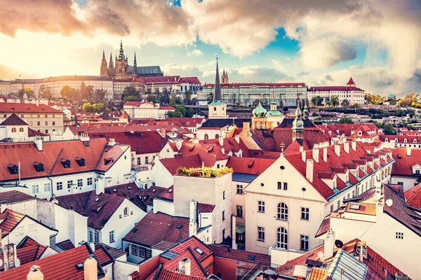 Hradcany Prag Tjeckien Vitus Katedralen Vid Solnedgången — Stockfoto