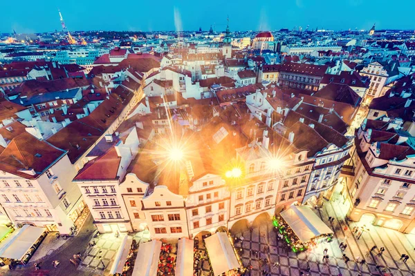 Prague Czech Republic Old Town Red Roof Tenement Houses Seen — Fotografia de Stock