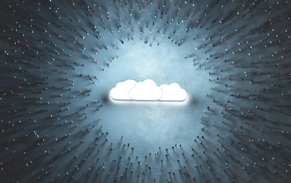 People Connect Cloud Computing System Illustration — 图库照片