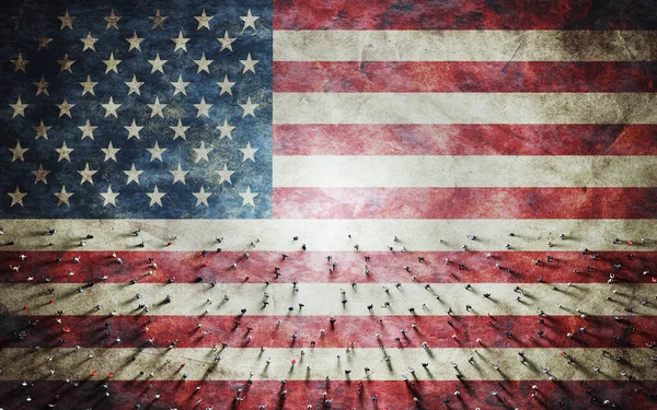 Folkmassa Usa Flagga Amerikanskt Samhälle Tillsammans Illustration — Stockfoto