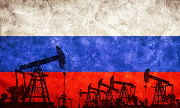 Jack Bomba Aceite Bandera Rusia Extracción Rusa Petróleo — Foto de Stock