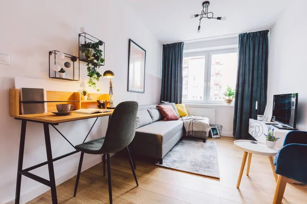 Interior Pequena Sala Estar Apartamento Para Home Office Aluguer Imóveis — Fotografia de Stock
