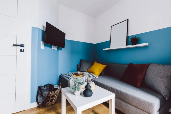 Interior Pequena Sala Estar Apartamento Aluguer Imóveis Home Staging — Fotografia de Stock