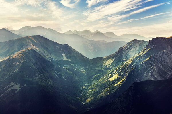 Green Valley High Mountains Sunset Tatra Mountains Poland Stock Image