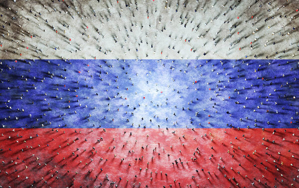 Crowd People Russia Flag Russian Society Together Illustration Stock Photo