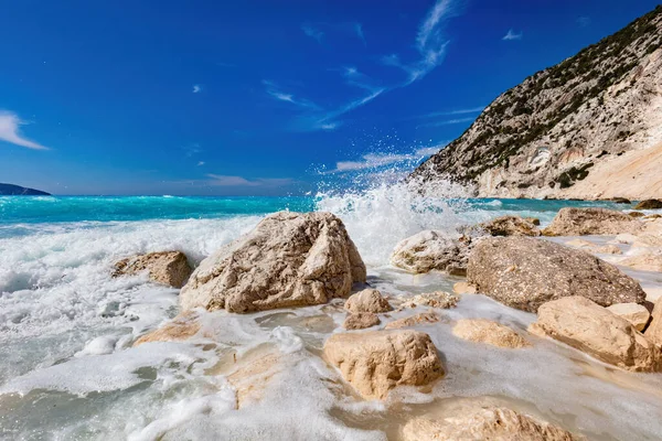 Myrtos Beach Kefalonia Greece Ionian Sea Summer — Stock Photo, Image