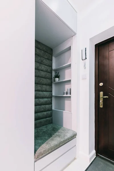 Corridor Upholstered Seating Built Wardrobe Small Apartment —  Fotos de Stock