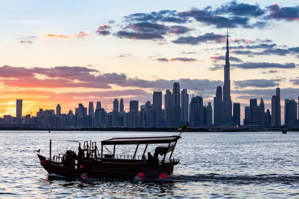 Skyscrapers Highrise Skyline Dubai Uae Downtown Burj Khalifa Sunset — Stockfoto