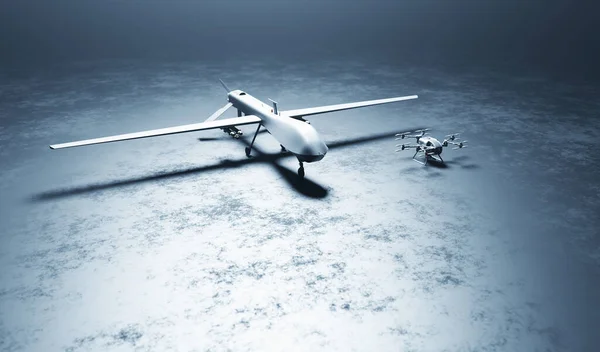 Military combat drone UAV in hangar