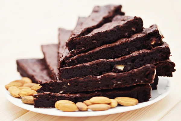Brownie with almonds — Stock Photo, Image