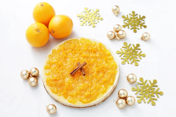 オレンジとチーズケーキ — ストック写真
