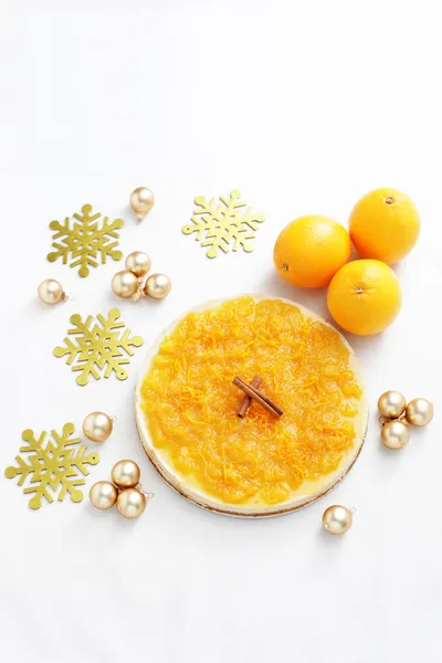 Tarta de queso con naranjas — Foto de Stock