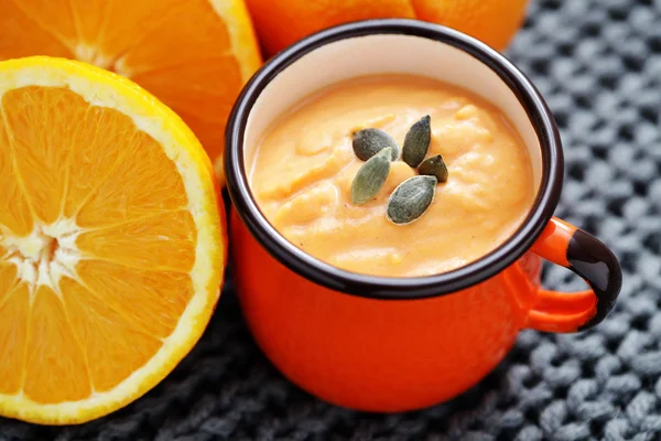 Pumpkin soup with orange — Stock Photo, Image