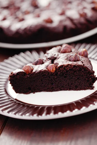 Haselnuss-Brownie — Stockfoto