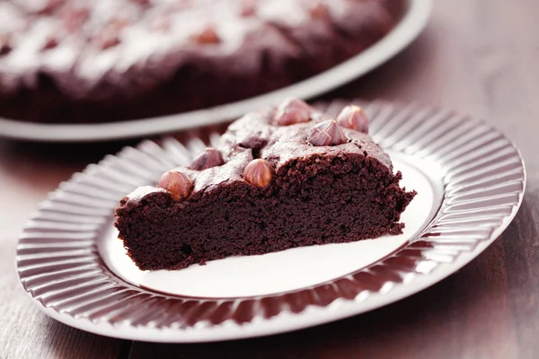 Haselnuss-Brownie — Stockfoto