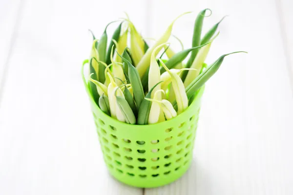 Grüne und gelbe Bohnen — Stockfoto