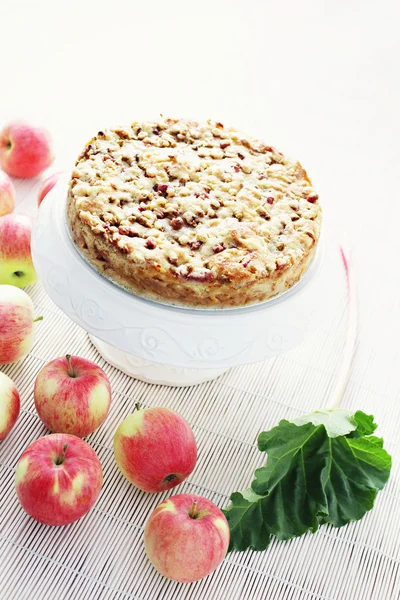 Tarta de manzana con ruibarbo — Foto de Stock