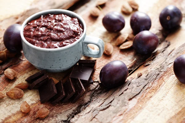 Plum jam with chocolate — Stock Photo, Image