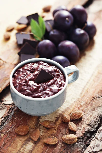 Plum jam with chocolate — Stock Photo, Image