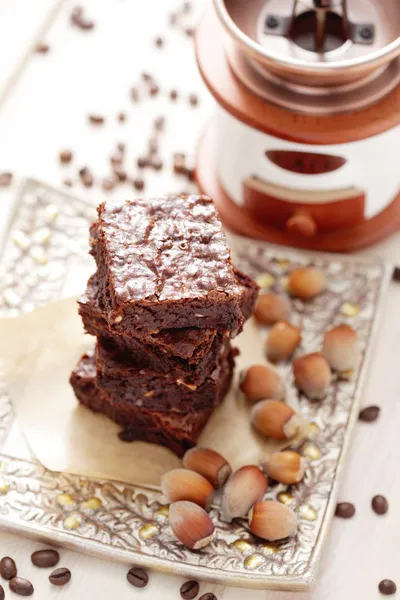 Brownie with hazelnuts — Stock Photo, Image