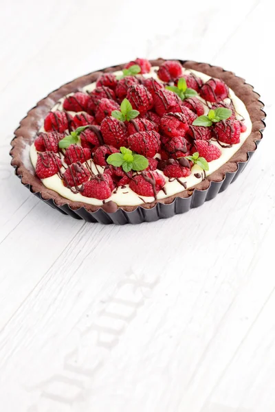 Tart with raspberries — Stock Photo, Image