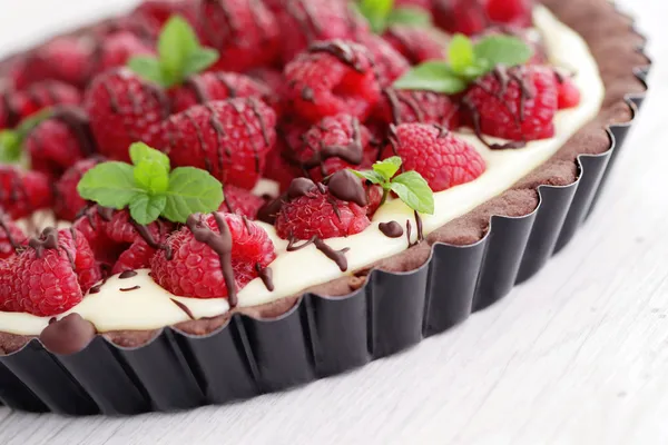 Tart with raspberries — Stock Photo, Image