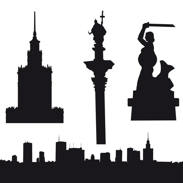 Silhouette of Warsaw in Poland — Stock Vector
