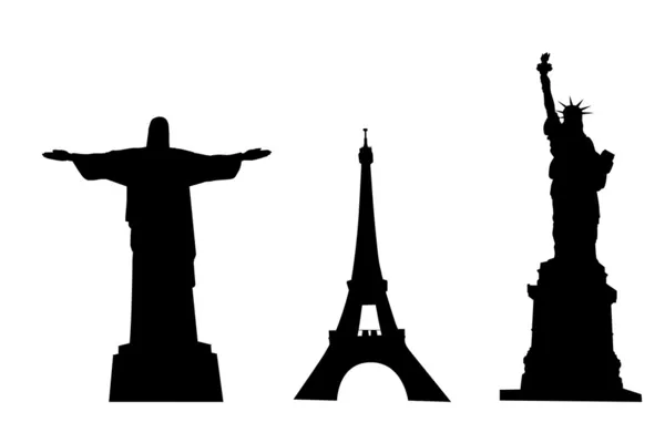 Silhouettes vectorielles de monuments du monde — Image vectorielle