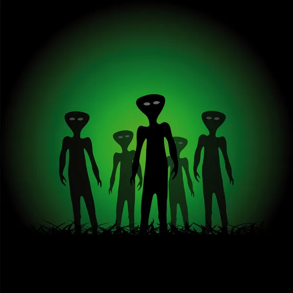 Silhouettes of aliens — Stock Vector