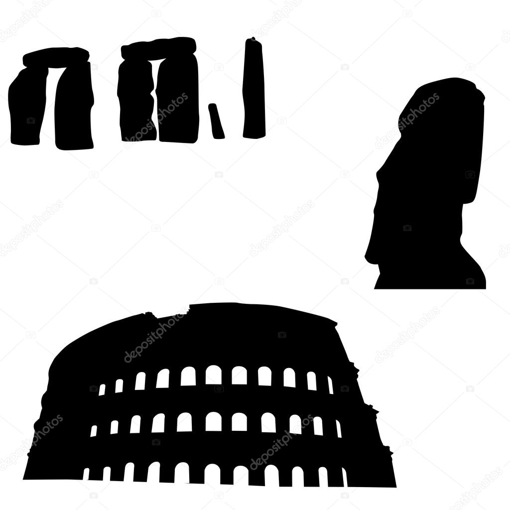 Silhouettes of world monuments