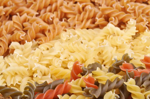 Three types of fusilli pasta — Stock Photo, Image