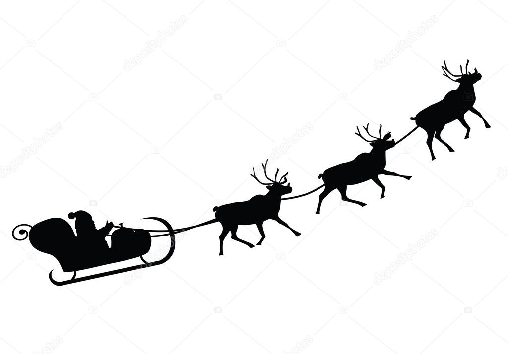 Santa Claus driving in a sledge