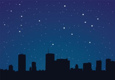 Geceleri bir şehrin vektör illüstrasyonu