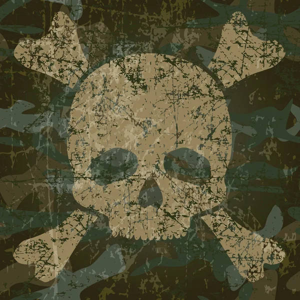 Militaire achtergrond met skull and crossbones — Stockvector