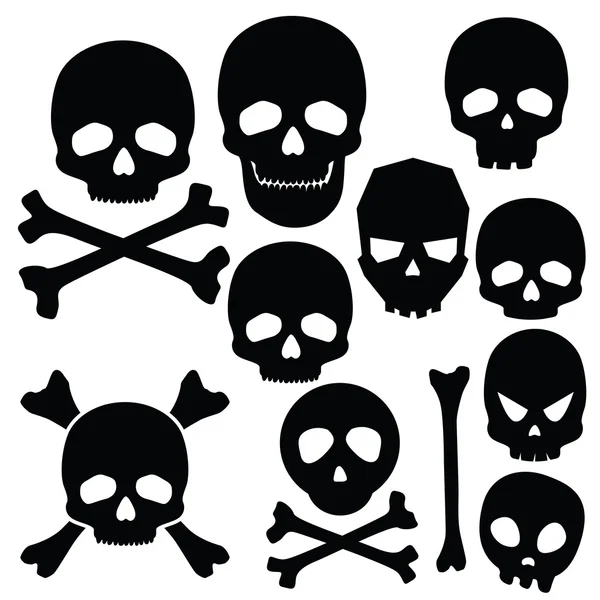 Collection of skulls isolated on white — Stock Vector
