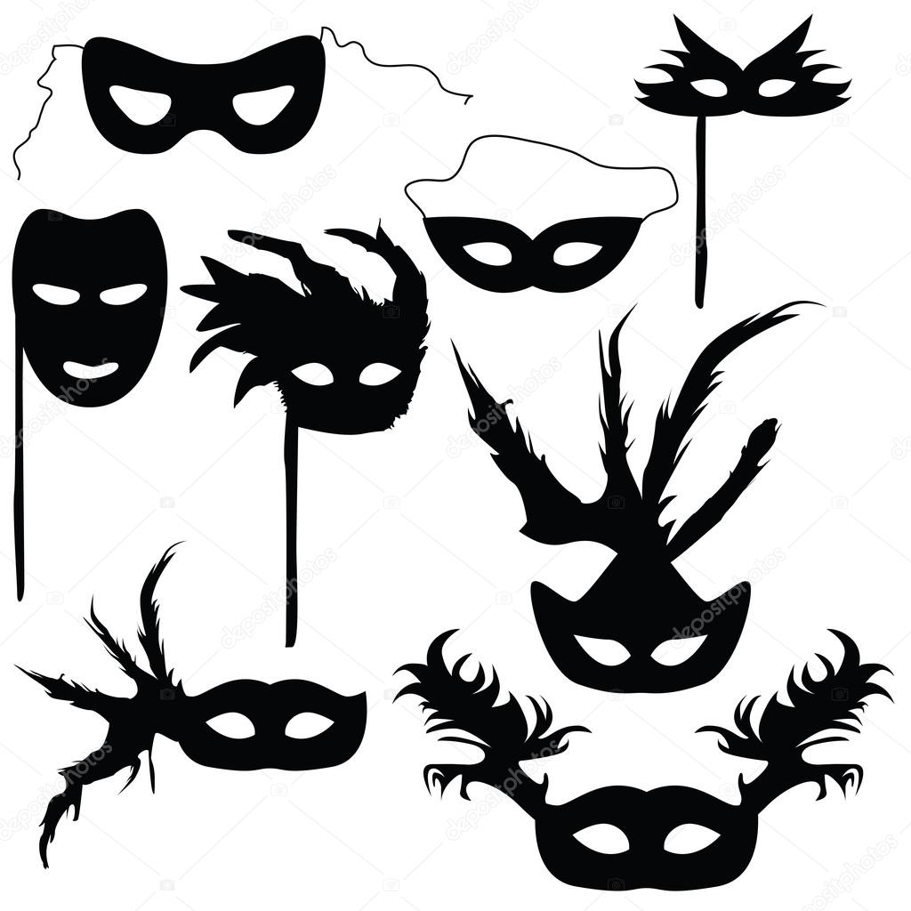 Collection of silhouettes carnival masks