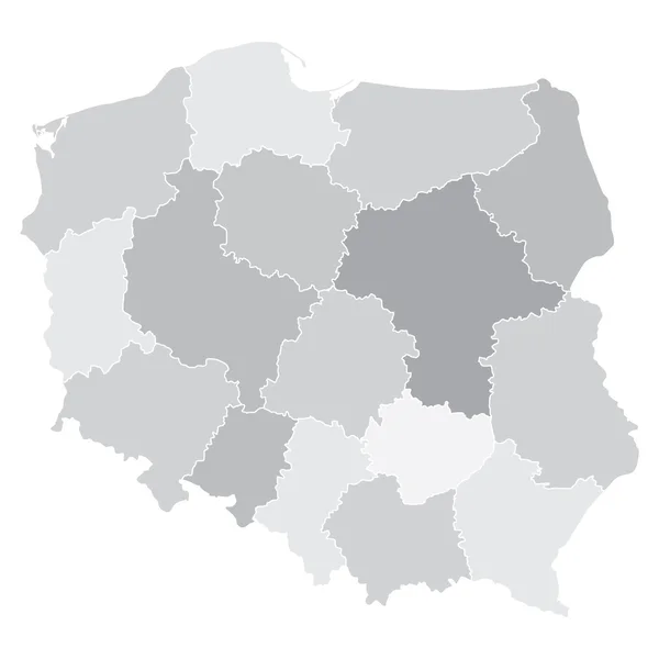 Mapa Polska s vojvodství — Stockový vektor