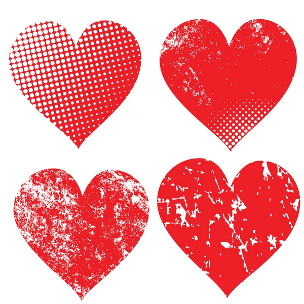 Colección de corazones grunge — Vector de stock