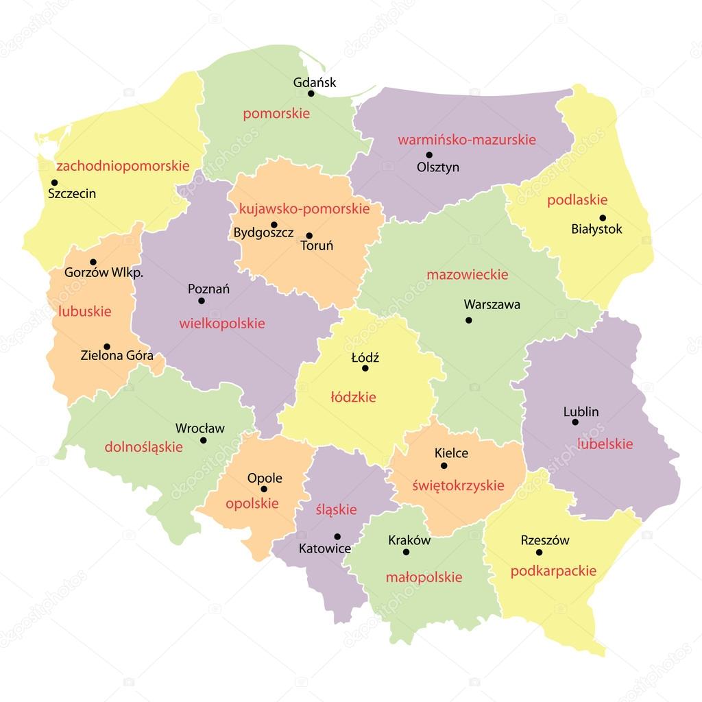 Grafika Wektorowa Mapa Polski Wojewodztwa Obrazy Wektorowe M