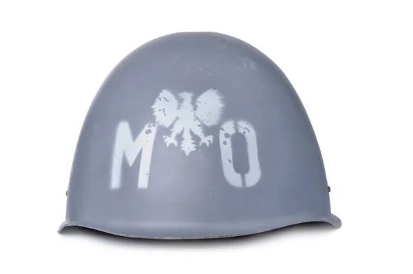 Casco polaco MO (milicia ciudadana) aislado en blanco — Foto de Stock