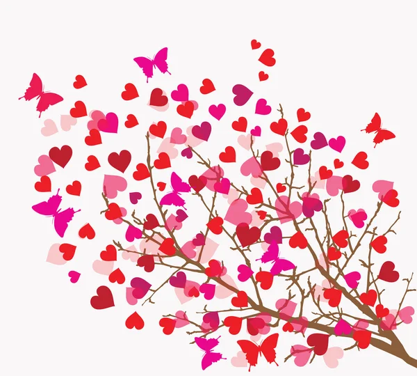 Valentine's day background. Tree with hearts (vector) — Stock Vector